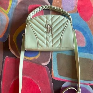 Steve Madden BHardyy Small Green Braided Top Handle Quilted Crossbody Handbag